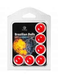 Набор из 6 шариков с массажным маслом Brazilian Balls с охлаждающим и разогревающим эффектом - Secret Play - купить с доставкой в Брянске