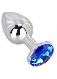 Анальное украшение BUTT PLUG  Small с синим кристаллом - 7 см. - Anal Jewelry Plug - купить с доставкой в Брянске