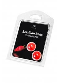 Набор из 2 шариков с массажным маслом Brazilian Balls с ароматом клубники - Secret Play - купить с доставкой в Брянске