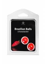 Набор из 2 шариков с массажным маслом Brazilian Balls с ароматом клубники - Secret Play - купить с доставкой в Брянске