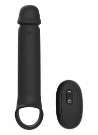 Черная насадка-удлинитель с вибрацией Vibrating Extender With Remote - Dream Toys - в Брянске купить с доставкой