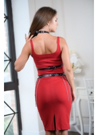 Черно-серебристая портупея-юбка plus size с цепочками - БДСМ Арсенал - купить с доставкой в Брянске