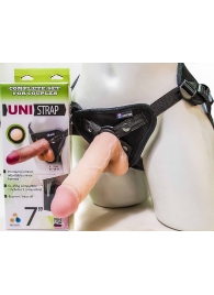 Страпон-унисекс с двумя насадками UNI strap 7  Harness - 19 и 16 см. - LOVETOY (А-Полимер) - купить с доставкой в Брянске