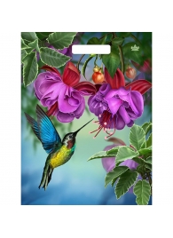 Пакет с принтом в виде колибри в цветах с вырубной ручкой (31х40 см) - Сима-Ленд - купить с доставкой в Брянске