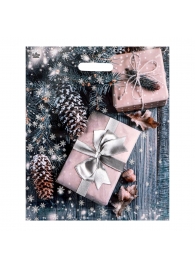 Новогодний пакет с принтом в виде подарков и вырубной ручкой (45х38 см) - Сима-Ленд - купить с доставкой в Брянске