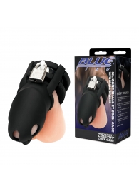 Черная клетка для пениса Silicone Small 2 in Cock Cage With Ball Divider - BlueLine - купить с доставкой в Брянске
