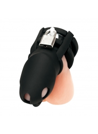 Черная клетка для пениса Silicone Small 2 in Cock Cage With Ball Divider - BlueLine - купить с доставкой в Брянске