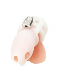 Белая клетка для пениса Silicone Small 2 in Cock Cage With Ball Divider - BlueLine - купить с доставкой в Брянске