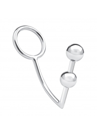 Кольцо на пенис с анальным стимулятором Two Bead Stainless Steel Anal Hook   Cock Ring - BlueLine - в Брянске купить с доставкой
