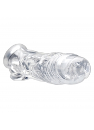 Прозрачная насадка для увеличения члена Realistic Clear Penis Enhancer and Ball Stretcher - 20,3 см. - XR Brands - в Брянске купить с доставкой