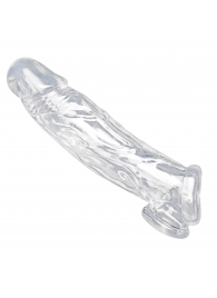 Прозрачная насадка для увеличения члена Realistic Clear Penis Enhancer and Ball Stretcher - 20,3 см. - XR Brands - в Брянске купить с доставкой