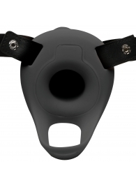 Черный полый страпон с вибрацией 2’’ Erection 28X Smooth Vibrating Silicone Penis Sheath - XR Brands - купить с доставкой в Брянске