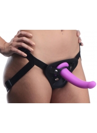 Лиловый поясной страпон Navigator Silicone G-Spot Dildo with Harness - 17,8 см. - XR Brands - купить с доставкой в Брянске