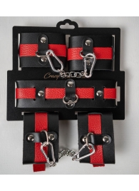 Черно-красный набор фиксаций: наручники, оковы и ошейник - Crazy Handmade - купить с доставкой в Брянске