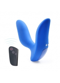 Синий вибромассажер простаты 3,5’’ Remote Control Curve P-spot Massager - 12 см. - Erokay - в Брянске купить с доставкой