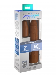 Коричневая насадка на член 2  Silicone X-tension - 20,3 см. - Pipedream - в Брянске купить с доставкой