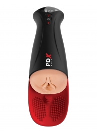 Телесный мастурбатор-вагина в черной колбе с вибрацией Fuck-O-Matic Pro XL - Pipedream - в Брянске купить с доставкой