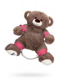Бондажный набор: бурый мишка с розовыми оковами и наручниками - Pecado - купить с доставкой в Брянске