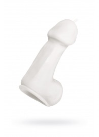 Белая свеча в форме пениса - 47 гр. - Pecado - купить с доставкой в Брянске