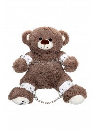 Бондажный набор: бурый мишка с белыми оковами и наручниками - Pecado - купить с доставкой в Брянске