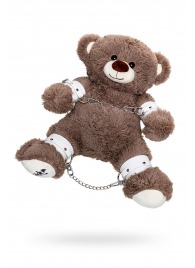 Бондажный набор: бурый мишка с белыми оковами и наручниками - Pecado - купить с доставкой в Брянске