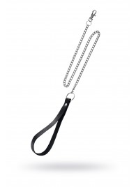Поводок с ручкой из черной натуральной кожи и карабином для ошейника - Pecado - купить с доставкой в Брянске