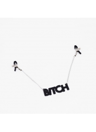 Зажимы на соски с кожаной подвеской Bitch - Crazy Handmade - купить с доставкой в Брянске