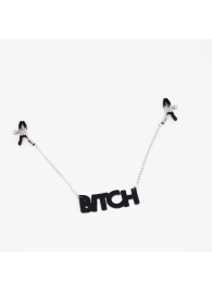 Зажимы на соски с кожаной подвеской Bitch - Crazy Handmade - купить с доставкой в Брянске