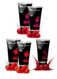 Набор из 5 съедобных лубрикантов JUJU (клубника х 2, малина х 2, вишня) - JuJu - купить с доставкой в Брянске Набор из 5 съедобных лубрикантов JUJU (клубника х 2, малина х 2, вишня) - JuJu - купить с доставкой в Брянске