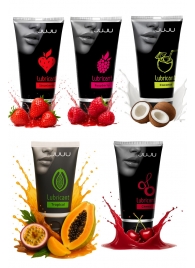 Набор из 5 съедобных лубрикантов JUJU (клубника, малина, тропические фрукты, вишня, кокос) - JuJu - купить с доставкой в Брянске Набор из 5 съедобных лубрикантов JUJU (клубника, малина, тропические фрукты, вишня, кокос) - JuJu - купить с доставкой в Брянске
