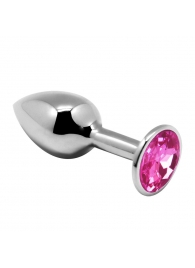 Серебристая анальная втулка Mini Metal Butt Plug Size M с розовым кристаллом - Adrien Lastic в Брянске Серебристая анальная втулка Mini Metal Butt Plug Size M с розовым кристаллом - Adrien Lastic