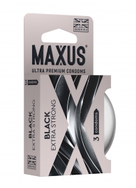 Черные утолщенные презервативы MAXUS Extra Strong с железным кейсом - 3 шт. - Maxus - купить с доставкой в Брянске