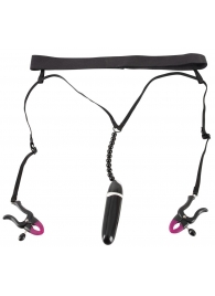Женские вибростринги с зажимами для половых губ Spreader String with Vibrator - Orion - купить с доставкой в Брянске