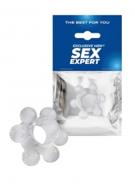 Прозрачное эрекционное кольцо с 6 стимулирующими шариками - Sex Expert - в Брянске купить с доставкой