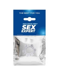 Прозрачное эрекционное кольцо с шариками и шипами - Sex Expert - в Брянске купить с доставкой
