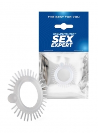 Эластичное эрекционное кольцо с шипиками и шариком - Sex Expert - в Брянске купить с доставкой