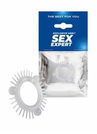 Эластичное эрекционное кольцо с 3 шариками и шипами - Sex Expert - в Брянске купить с доставкой
