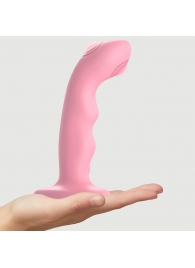 Розовая насадка-стимулятор Strap-On-Me Tapping Dildo Wave - Strap-on-me - купить с доставкой в Брянске
