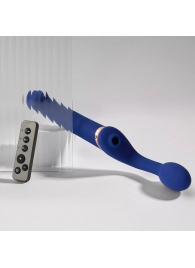 Синий безремневой страпон Multi Orgasm Bendable Strap-On size L с клиторальной стимуляцией - Strap-on-me - купить с доставкой в Брянске