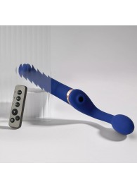 Синий безремневой страпон Multi Orgasm Bendable Strap-On size XL с клиторальной стимуляцией - Strap-on-me - купить с доставкой в Брянске