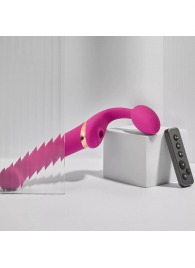 Ярко-розовый безремневой страпон Multi Orgasm Bendable Strap-On size L с клиторальной стимуляцией - Strap-on-me - купить с доставкой в Брянске