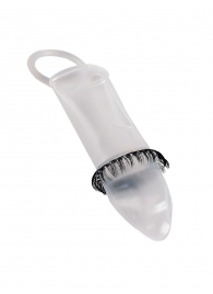 Закрытая насадка на пенис с подхватом мошонки и стимулирующими «ресничками» - Sextaz - в Брянске купить с доставкой