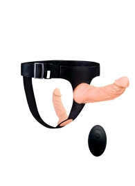 Женский страпон с 2 насадками, вибрацией и пультом ДУ - Erowoman-Eroman - купить с доставкой в Брянске