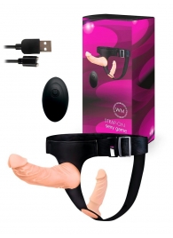 Женский страпон с 2 насадками, вибрацией и пультом ДУ - Erowoman-Eroman - купить с доставкой в Брянске