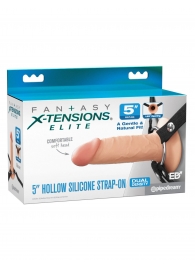 Телесный пустотелый фаллопротез 5’’ Hollow Silicone Strap-On - 14 см. - Pipedream - купить с доставкой в Брянске
