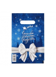 Сине-белый подарочный новогодний пакет с вырубной ручкой (20х30 см) - Сима-Ленд - купить с доставкой в Брянске