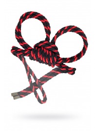 Черно-красные наручники-оковы ’’Узел-омега’’ из хлопковой веревки - Pecado - купить с доставкой в Брянске