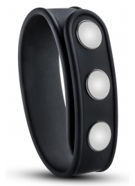 Черное эрекционное кольцо на кнопках - Blush Novelties - в Брянске купить с доставкой