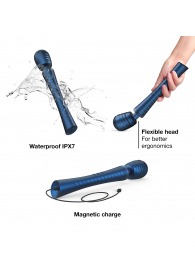 Синий вибромассажёр с насадками Man.wand Edgy - Manwan - в Брянске купить с доставкой