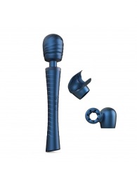 Синий вибромассажёр с насадками Man.wand Edgy - Manwan - в Брянске купить с доставкой